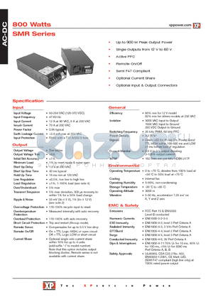 SMR800PS12 datasheet - AC-DC Power Supplies