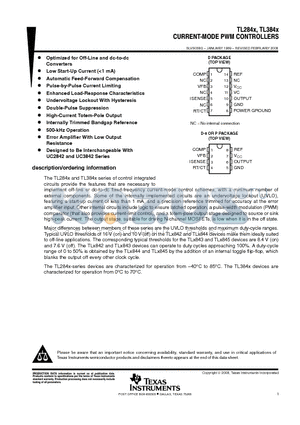 TL2842DRE4-8 datasheet - CURRENT-MODE PWM CONTROLLERS