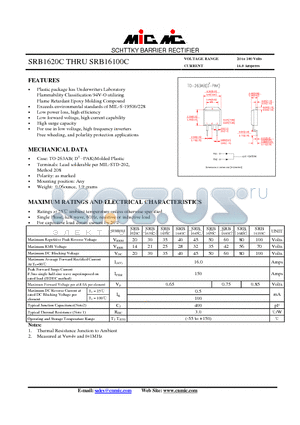 SRB1650C datasheet - SCHTTKY BARRIER RECTIFIER