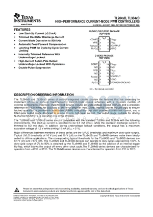TL2843BDRG4-8 datasheet - HIGH-PERFORMANCE CURRENT-MODE PWM CONTROLLERS