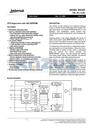 X4163V8Z-2.7 datasheet - CPU Supervisor with 16K EEPROM