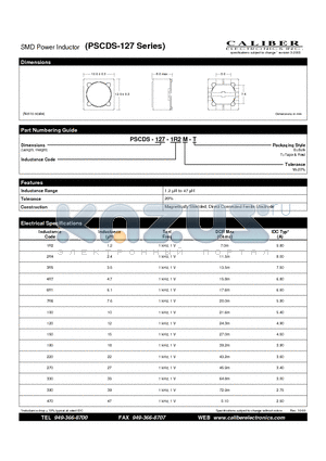 PSCDS-127-390M-B datasheet - SMD Power Inductor