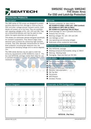 SMS05C datasheet - TVS Diode Array For ESD and Latch-Up Protection