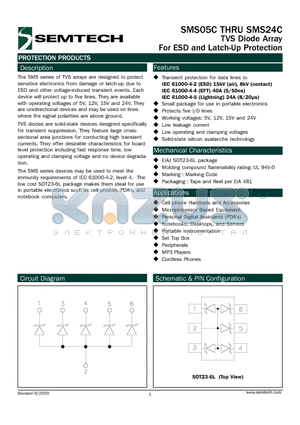SMS05CTC datasheet - TVS Diode Array For ESD and Latch-Up Protection