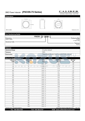 PSCDS-73 datasheet - SMD Power Inductor