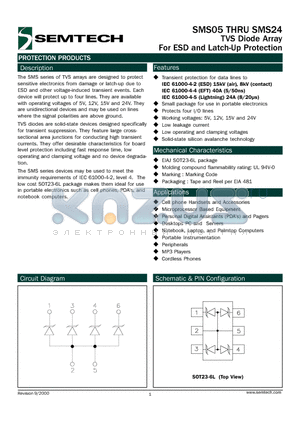 SMS05TC datasheet - TVS Diode Array For ESD and Latch-Up Protection