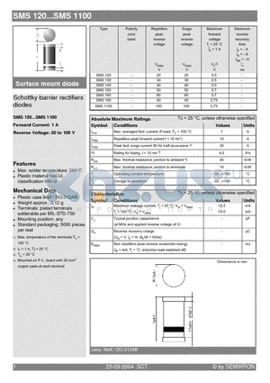 SMS120 datasheet - Schottky barrier rectifiers diodes