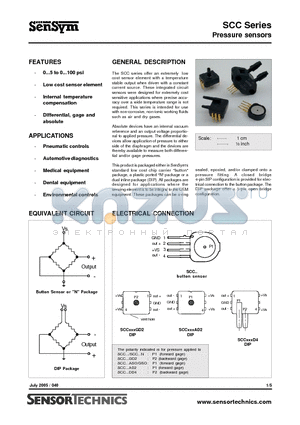 SCC15D datasheet - Pressure sensors