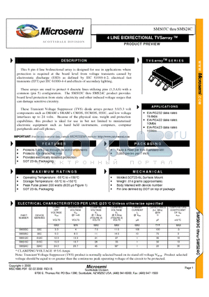 SMS15C datasheet - 4 LINE BIDIRECTIONAL TVSarray