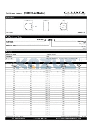 PSCDS-74-102M-T datasheet - SMD Power Inductor