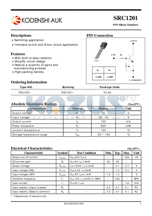 SRC1201 datasheet - NPN Silicon Transistor