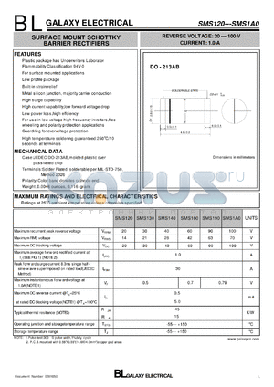 SMS160 datasheet - SURFACE MOUNT SCHOTTKY BARRIER RECTIFIERS