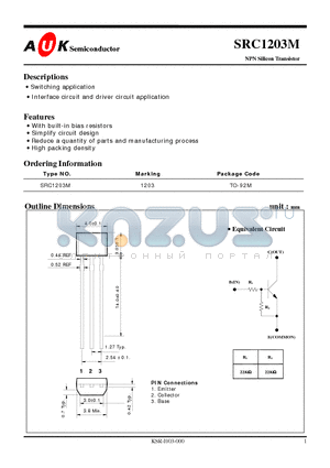 SRC1203M datasheet - NPN Silicon Transistor