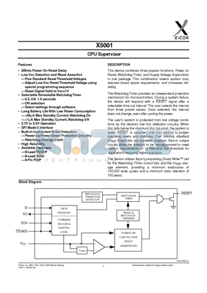 X5001P-4.5A datasheet - CPU Supervisor
