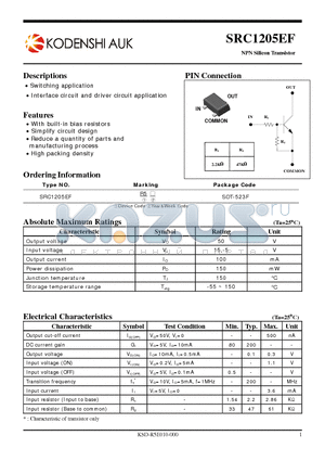 SRC1205EF datasheet - NPN Silicon Transistor