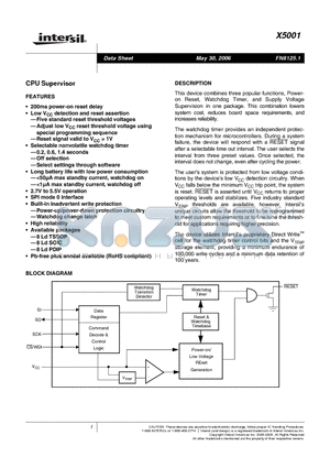 X5001PIZ-2.7 datasheet - CPU Supervisor