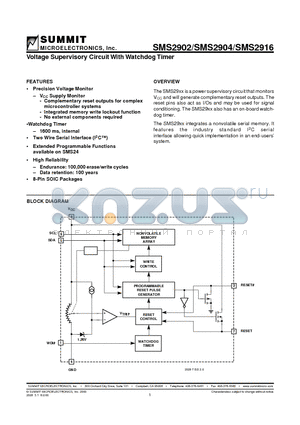 SMS2904SA datasheet - Voltage Supervisory Circuit With Watchdog Timer