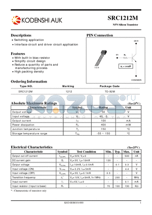 SRC1212M datasheet - NPN Silicon Transistor