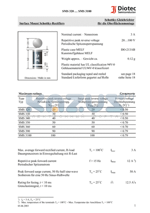 SMS320 datasheet - Surface Mount Schottky-Rectifiers