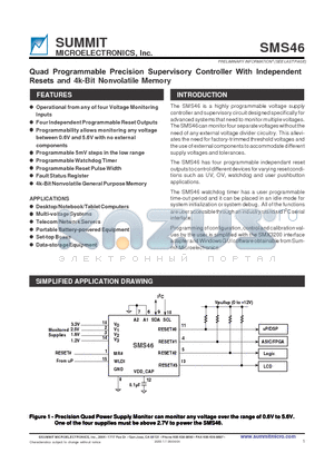 SMS46GCR03 datasheet - Quad Programmable Precision Supervisory Controller With Independent Resets and 4k-Bit Nonvolatile Memory