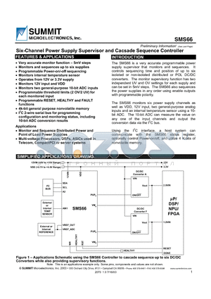 SMS66FR0E datasheet - Six-Channel Power Supply Supervisor and Cacsade Sequence Controller