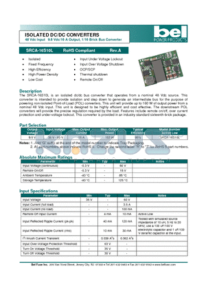 SRCA-16S10L datasheet - ISOLATED DC/DC CONVERTERS