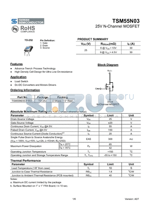 TSM55N03CP datasheet - 25V N-Channel MOSFET