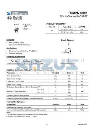 TSM5NS50CP datasheet - 500V N-Channel Power MOSFET