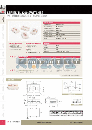 TL3200AF160RBQ datasheet - TACT SWITCHES SMT, LED - 4.5mm x 6.8mm