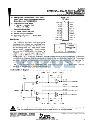 TL32088 datasheet - DIFFERENTIAL ANALOG BUFFER AMPLIFIER