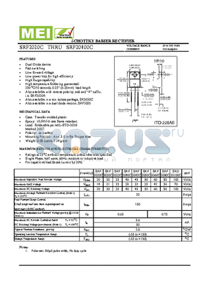 SRD20100C datasheet - SCHOTTKY BARIER RECTIFIER