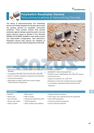 TSM600-250F-RA-2 datasheet - PolySwitch Resettable Devices Telecommunications & Networking Devices