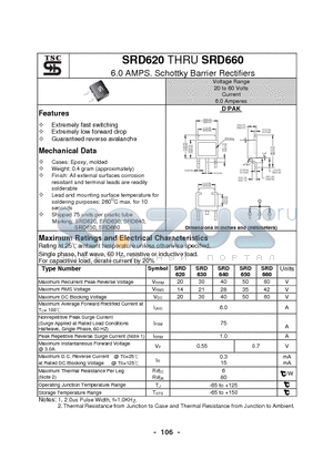 SRD630 datasheet - 6.0 AMPS. Schottky Barrier Rectifiers