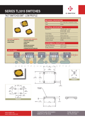 TL3315F160Q datasheet - TACT SWITCHES SMT - LOW PROFILE