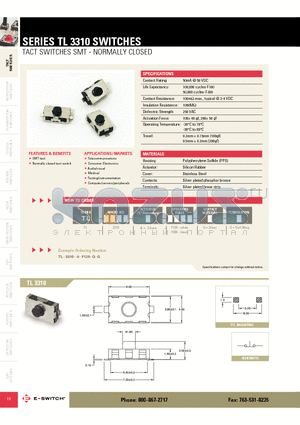 TL3310AF200QG datasheet - TACT SWITCHES SMT - NORMALLY CLOSED