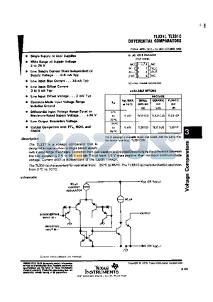 TL331IP datasheet - DIFFERENTIAL COMPARATORS