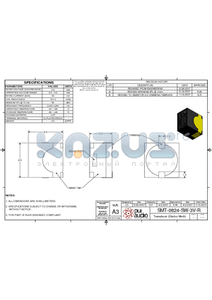 SMT-0824-SW-3V-R datasheet - Transducer (Electro-Mech)