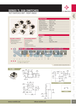 TL3320BF250QG datasheet - TACT SWITCHES SMT - RIGHT ANGLE