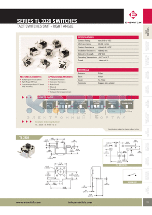 TL3320E datasheet - TACT SWITCHES SMT - RIGHT ANGLE