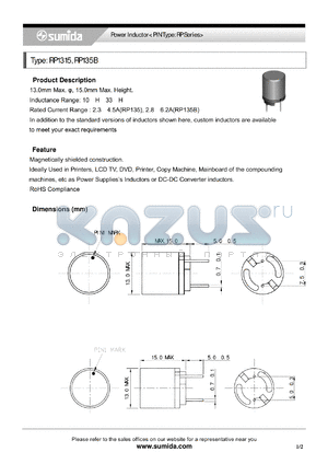 RP1315BNP-330M datasheet - Power Inductor< PIN Type: RP Series>