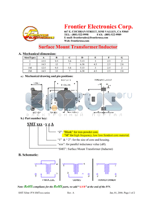 SMT10-1A-LFR datasheet - Surface Mount Transformer/Inductor