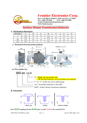 SMT10-2MA datasheet - Surface Mount Transformer/Inductor