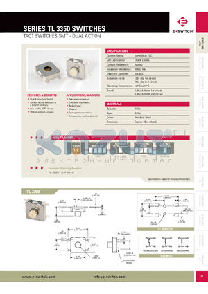 TL3350 datasheet - TACT SWITCHES SMT - DUAL ACTION