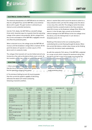 SMT100-230 datasheet - ELECTRICAL CHARACTERISTICS