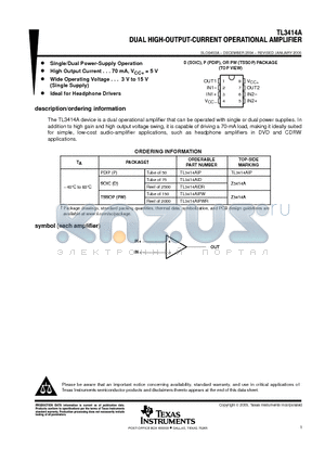 TL3414AIDRG4 datasheet - DUAL HIGH-OUTPUT-CURRENT OPERATIONAL AMPLIFIER