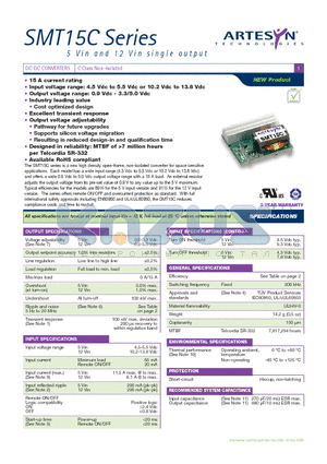 SMT15C-05SADJJ datasheet - DC-DC CONVERTERS C Class Non-isolated