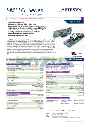SMT15E-05S2V5 datasheet - DC/DC CONVERTERS 50W Non-isolated DC/DC Converters