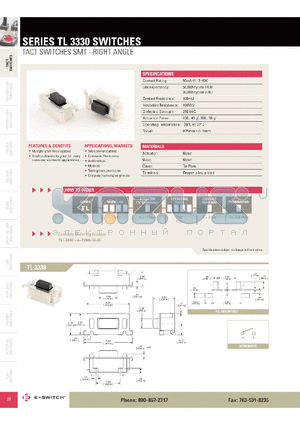 TL3330AF260QR datasheet - TACT SWITCHES SMT - RIGHT ANGLE