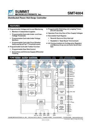 SMT4004 datasheet - Distributed Power Hot-Swap Controller