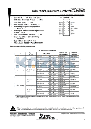 TL3474ACPWG4 datasheet - HIGH-SLEW-RATE,SINGLE-SUPPLY OPERATIONAL AMPLIFIERS